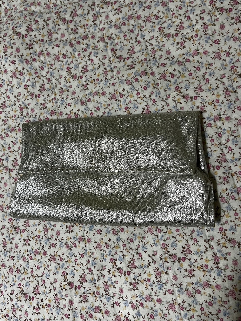 Vintage Lady Buxton Metallic Silver Fold-Over Clutch Bag